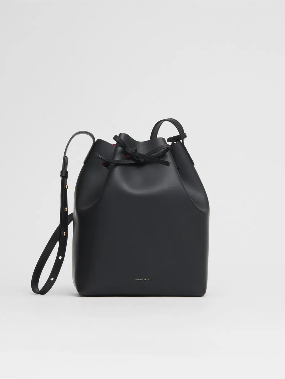 Mansur Gavriel Large Bucket Bag Black Leather w/ Zip Pouch Made in Italy